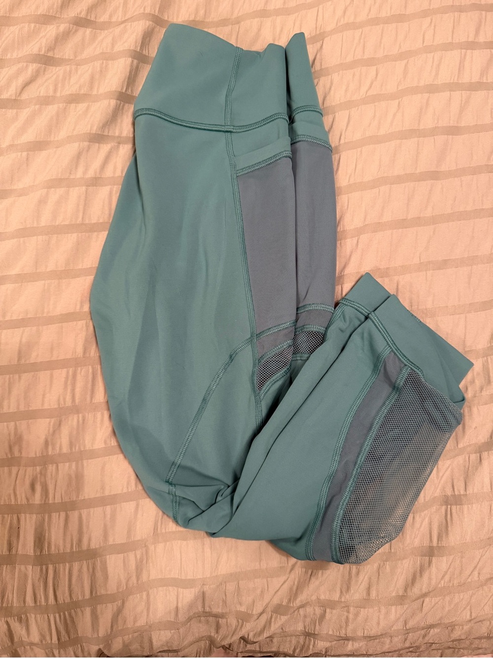 Teal Leggings with Mesh Panels